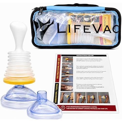 LifeVac Blue Travel Kit (Canadian Version) - Portable Suction Rescue Device, First Aid Kit for Kids and Adults, Portable Airway Suction Device for Children and Adults