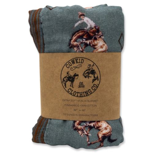 Teal Bronc Bamboo Muslin Blanket – Cowkid Clothing Company