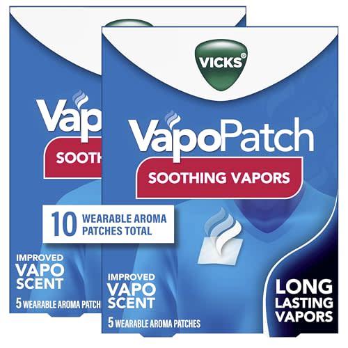 Vicks VapoPatch, Wearable Mess-Free Aroma Patch, Soothing & Comforting Non-Medicated Vicks Vapors, For Adults & Children Ages 6+, 5ct (2 pack)