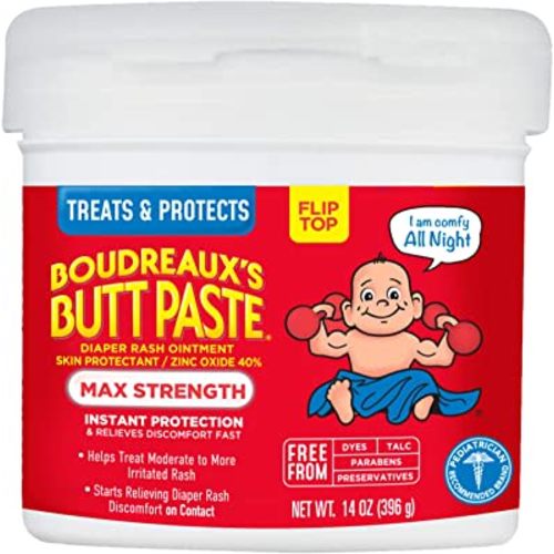 Boudreaux's Butt Paste Maximum Strength Diaper Rash Cream, Ointment for Baby, 14 oz Flip-Top Jar