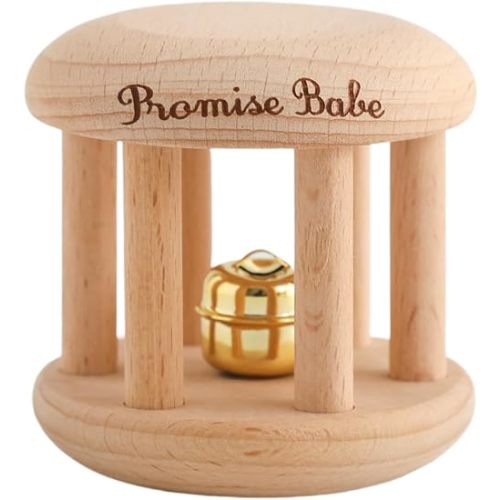 Promise Babe Infant Gym Organic Wooden Rattle Wooden Bells Rattles Nursing Shower Gifts Waldorf Toys