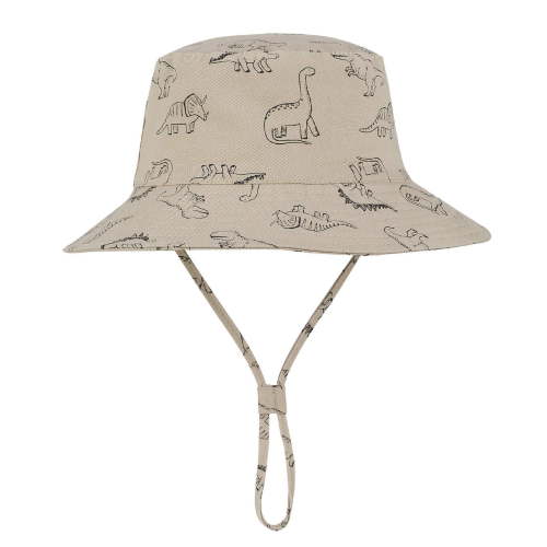 Zando Toddler Baby Sun Bucket Hat Babys Cotton Wide Brim Sun Hats Adjustable Sunscreen Caps Dinosaur Khaki 6-12 Months