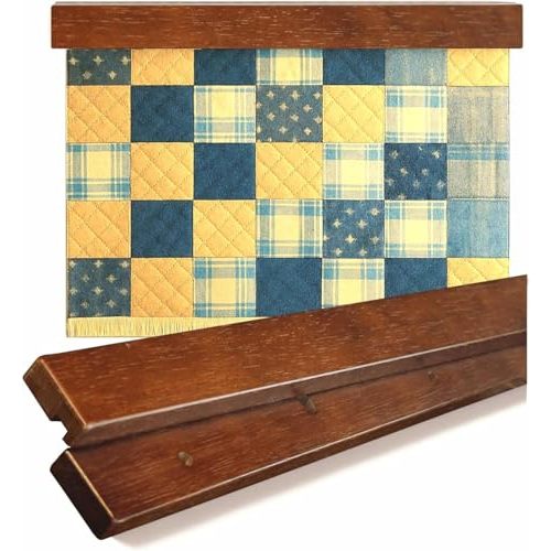 Dacri Home Quilt Hanger for Wall Display - 60 Inch Tapestry Hanger from Premium Teak Wood - Safe Mount Quilt Rack for Heavy Rugs, Tapestries, and Other Wall Hangings (Light Wallnut)