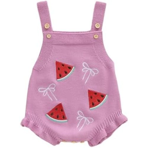 Baby Girl Fall Outfits Newborn Sleeveless Knit Sweater Romper Floral/Bee Onesie Cute Winter One Piece Knitted Outfit