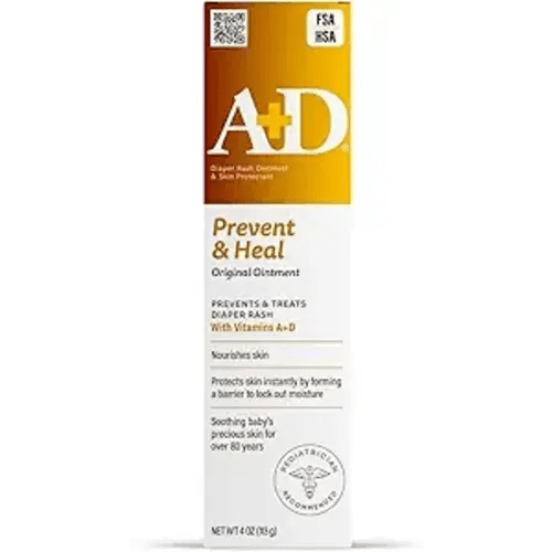 A+D Original Diaper Rash Ointment Prevents & Treats Diaper Rash, Moisturizing Skin Protectant with Vitamins A & D, Healing Skin Ointment for Dry and Cracked Skin 4oz