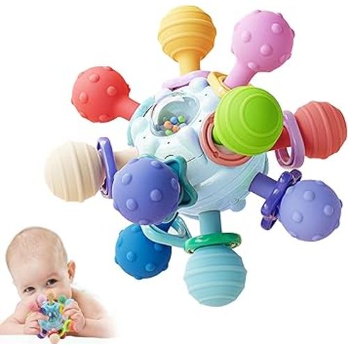 Baby Sensory Montessori Toy - Infant Teething Relief - Teethers for Newborn - Developmental Rattles Chew Toys Gifts for 0 3 6 9 12 18 Months Girl Boy -Toddler Travel Easter Toy for 1 2 One Year Old