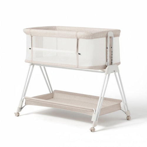 Isabelle & Max™ Bedside Bassinet For Baby Co-sleeper, All Mesh Bed Side Crib With Wheels And Storage Basket, Easy Assembly And Folding | Wayfair
