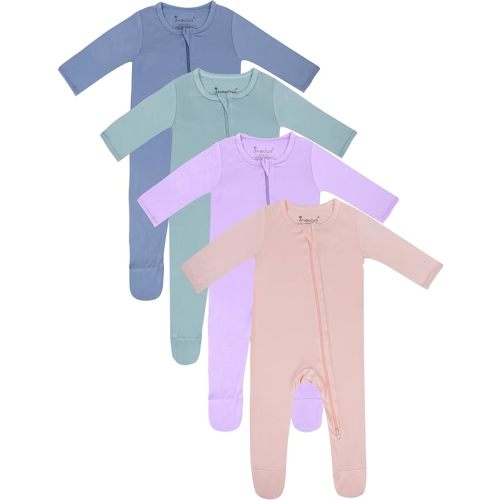 Jimonda Baby Boy Footies Pajamas, Bamboo Rayon Romper Long Sleeve Sleepers
