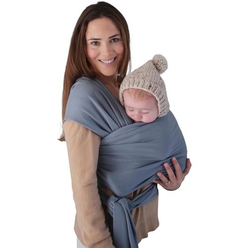 mushie Baby Wrap Carrier | Organic Cotton and Elastane | Infant Sling for Newborn and Babies 8-35 lbs (Tradewinds)