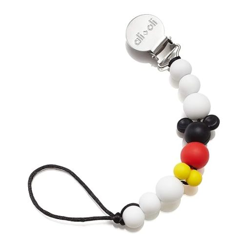 Ali+Oli Silicone Pacifier Clip for Baby (Mouse) 100% Food-Grade BPA Free Newborn Pacifier Holder Infant Binky Clip for Baby Boy or Girl