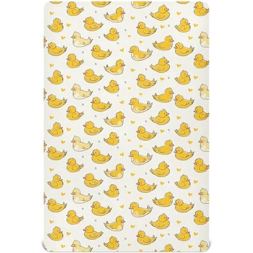 Cute Yellow Rubber Duck Pack n Play Baby Play Playard Sheets,Mini Crib Sheet for Boys Girls Player Matteress Cover 39 * 27 * 5in 202b5394