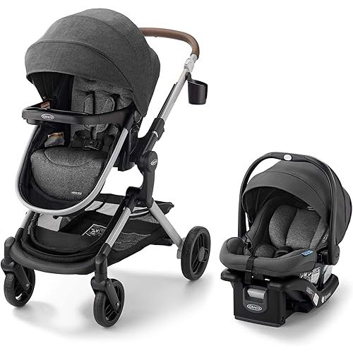 Graco Modes Nest Travel System, 3-in1 Modular Carseat Stroller Combo, Adjustable Slide2Me Infant Car Seat Carrier to Toddler Stroller, Includes the SnugRide DLX Infant Car Seat, Sullivan