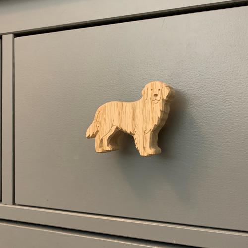 Golden Retriever Dresser Knobs | Solid Oak Wood Drawer Pulls for Bedroom, Bathroom, Vanity | Handmade Cabinet Hardware