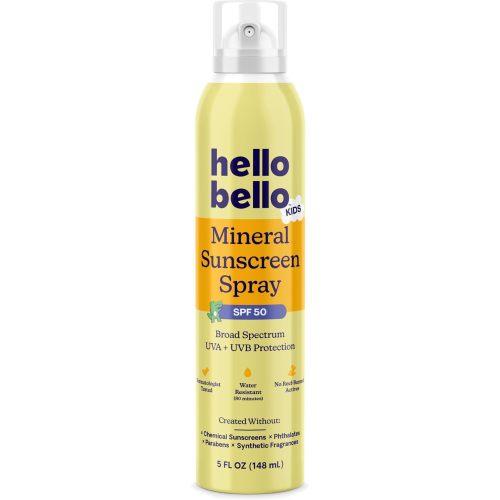 Hello Bello Kids Sunscreen - SPF50 Broad-Spectrum Mineral Sun Spray, 5oz