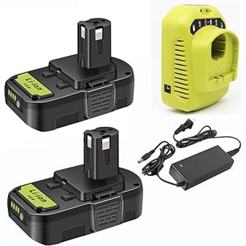 2Pack P103 3.5Ah Replacement for Ryobi 18V Battery and Charger Combo Compatible with Ryobi 18V ONE+ Cordless Tools