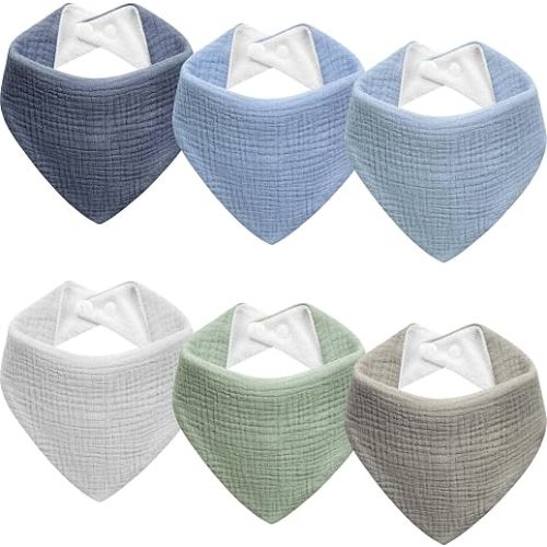 Kewlife gift Muslin Baby Bibs 6-Pack Baby Drool Bandana Bibs for Baby Girls Boys Infant Newborn Toddler Drooling and Teething