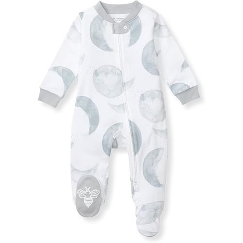 Burt's Bees Baby Boys Sleep and Play PJs, 100% Organic Cotton One-Piece Zip Front Romper Jumpsuit Pajamas
