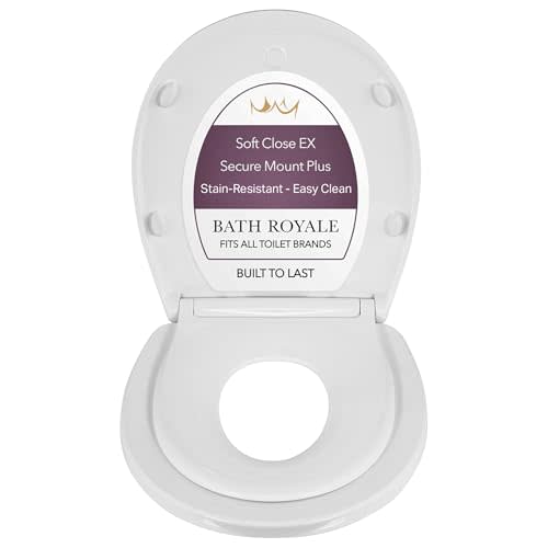 BATH ROYALE Potty Training Seat - Soft Close, Kingsport BR720-00, Round White, Adult & Child Combo
