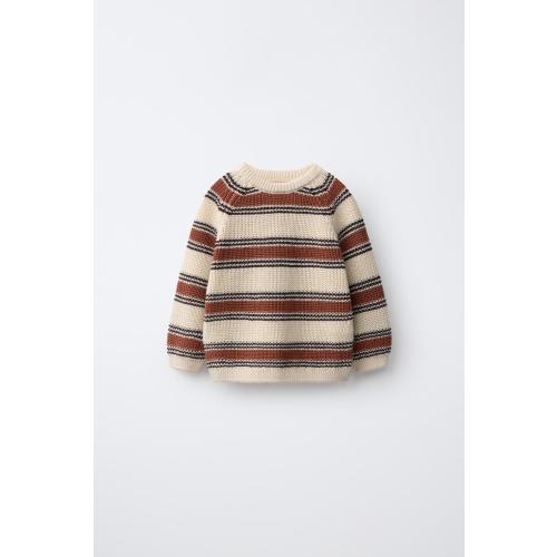 STRIPED KNIT SWEATER - Light beige | ZARA Canada