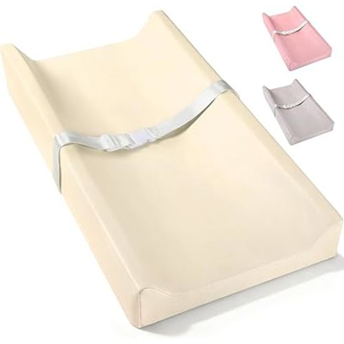 Mallify Baby Changing Pad, Waterproof & Wipeable Vegan Leather Diaper Changing Mat, Thick Soft & Non-Slip Changing Pad for Dresser, Changing Table, Beige