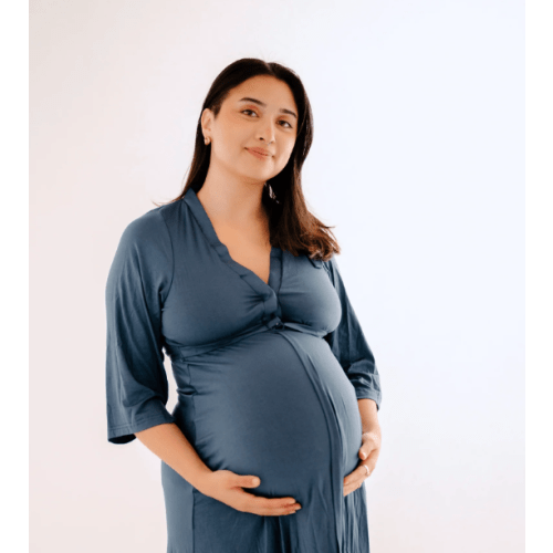Lila Labor & Postpartum Gown in Midnight Blue