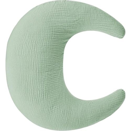 SWESEN Muslin Nursing Pillow Cover, Soft Removable Cover for Breastfeeding Pillows, Pillow Slipcover for Baby Boys and Girls, Comfortable & Breathable, Green, Washable (Only Cover)