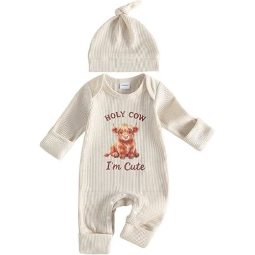 Newborn Baby Boy Fall Outfit Romper Jumpsuit Infant Waffle Clothes