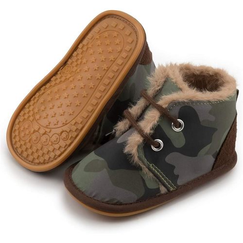 Meckior Baby Booties Newborn Infant Unisex Baby Girls Boys Velvet Rubber Anit-Slip Sole Shoes Toddler Fleece Cozy Winter Warm Prewalker Boots