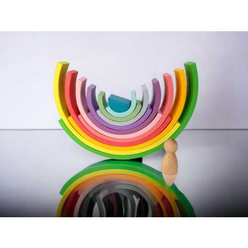 Waldorf Rainbow Stacker: 12-Piece Wooden Nesting Arches