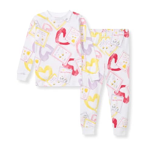 Burt's Bees Baby Girls' Pajamas, 2-Piece Long Sleeve Tee and Pants Organic Cotton PJ Set