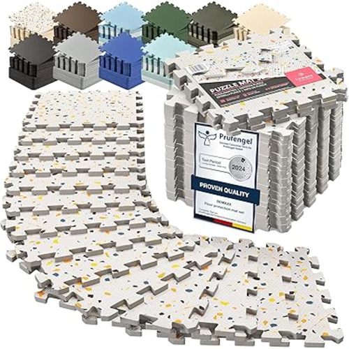 bemaxx Gym Mats Set - 18 pcs EVA Interlocking Foam Floor Tiles (12.6"x12.6"x0.4") 18sqft Protective Gym Flooring Sports Home Workout Exercise Mats Puzzle Garage Fitness Play-Room Garage Pool Treadmill