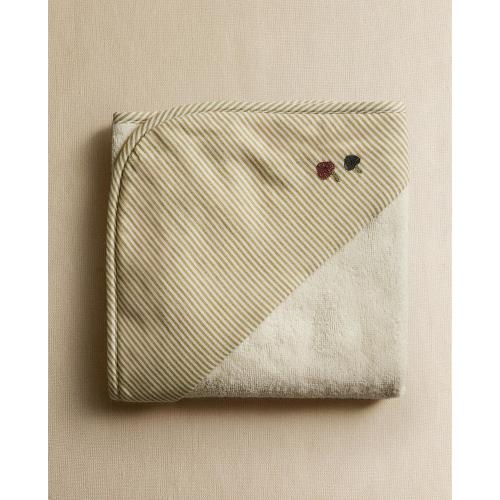 STRIPED MUSLIN HOODED BABY BATH TOWEL