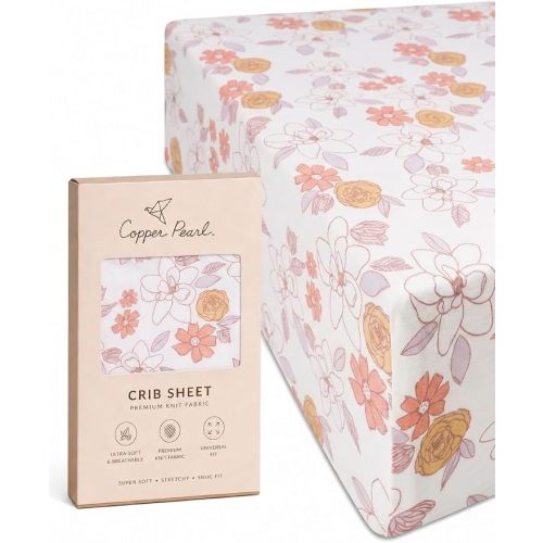 Premium Knit Baby Crib Sheets for Boys and Girls by Copper Pearl: Breathable and Soft, Fitted Crib Sheets for Standard Baby Mattresses, Crib Sheet for Registry or Shower Gift, Ferra
