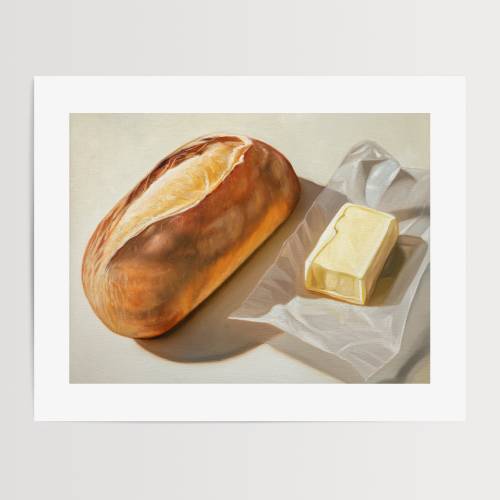 Bread & Butter | Kitchen Food Oil Painting Signed Fine Art Print | Direct from Artist