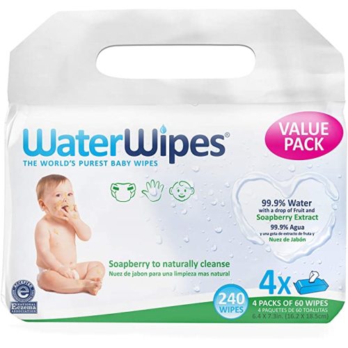 WaterWipes Textured, Sensitive, Unscented Baby and Toddler Soapberry Wipes, 4 Packs (240 Wipes) - 240 Count