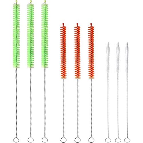 9PCS Reusable Long Colored Straw Cleaner Brush Set 12" Bendable,Capable of Cleaning Various Metal, Silicone, Plastic, Bamboo,Glass Straws Tubes Diameters Ranging from 4-16mm