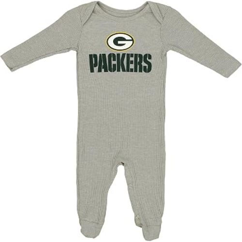 Outerstuff NFL Green Bay Packers Infant Big Fan Waffle Knit Gray Body Suit (0M - 9M)