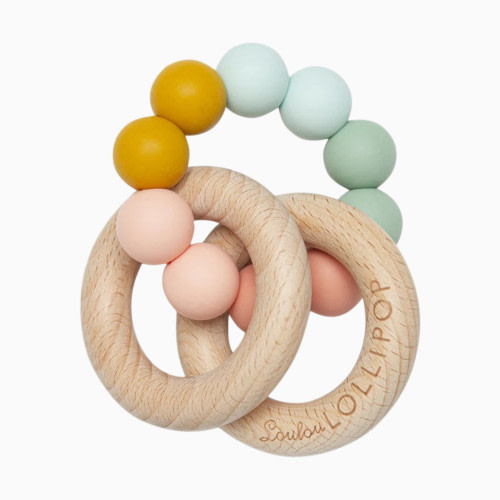 Loulou Lollipop Bubble Silicone & Wood Teething Rattle - Rainbow