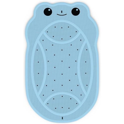 Upgraded Bathtub Mat Non Slip, Kids Bath Mat 30"x 18", Bath Mat for Tub Non Slip with Strong Suction and Textured Surface, Natural Rubber Latex Free PVC Free Safe for Baby, Frog Pattern, Blue