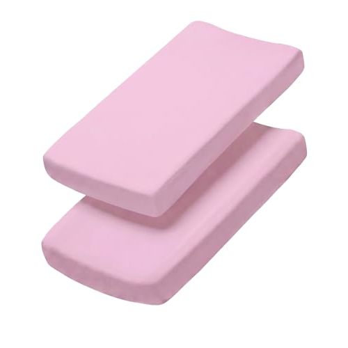Changing Pad Cover - Pack of 2 Soft Unisex Diaper Change Microfiber Table Sheets - Fits 32"x16" Contoured Pad - Changing Pad Cover for Baby Boys & Girls - Snug, Machine Washable - Oeko-Tex, Pink Duo