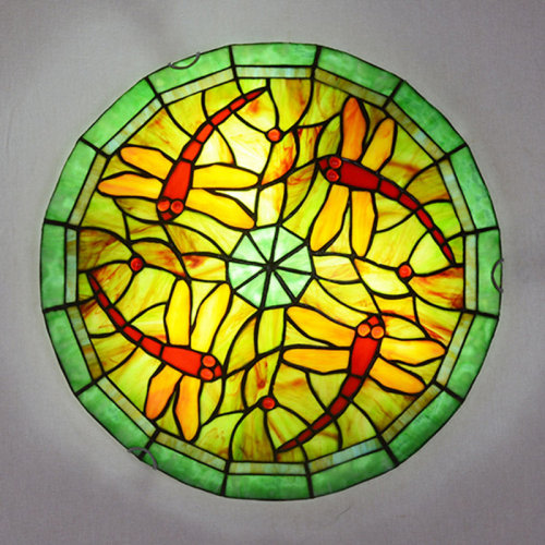 Fleur De Lis Living Stained Art Glass Shade Flush Mount Light In Dragonfly Pattern | Wayfair