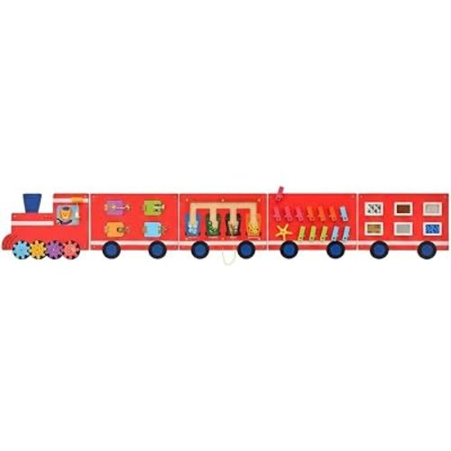 Monläurd® Wooden Train Activity Wall Panel for Kids, Sensory Wall Toy, Activity Cube, Wall Toys for Toddlers 1-3, Playroom Toys, Daycare Furniture, Montessori Busy Board
