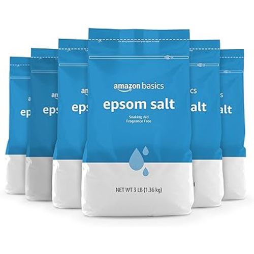 Amazon Basics Epsom Salt Soak, Magnesium Sulfate USP, 3 Pound, 6-Pack