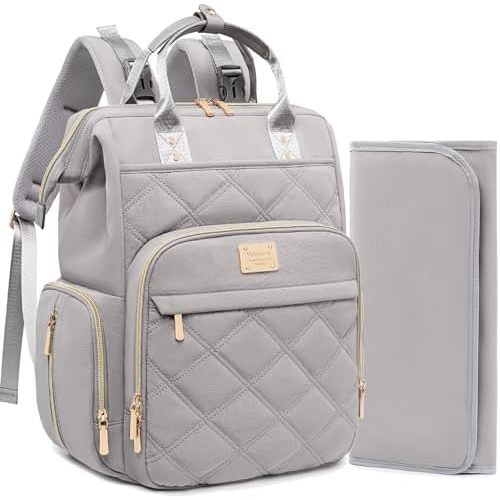 Weitars Diaper Bag Backpack Travel Diaper Backpack, Large Baby Diaper Bag with Changing Pad Baby Bag for Boys Girls (Gray)