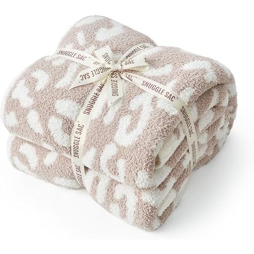 Snuggle Sac Leopard Microfiber Blanket, Queen Size Beige, 90x90 inches, Reversible Cheetah Pattern, Warm, Soft, Cozy