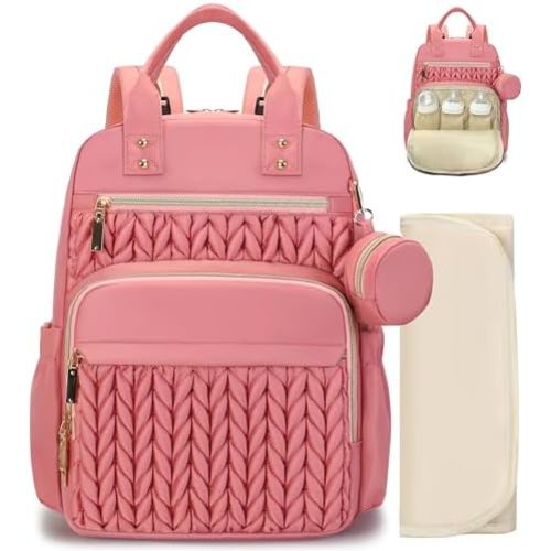 MYHOZEE Diaper Bag Backpack - Baby Bag for Moms Dads with Changing Pad, Stroller Straps, Pacifier Case, Baby Essentials Travel Bags for Boys Girls Nylon Diaper Backpack Cute Babys Shower Gifts