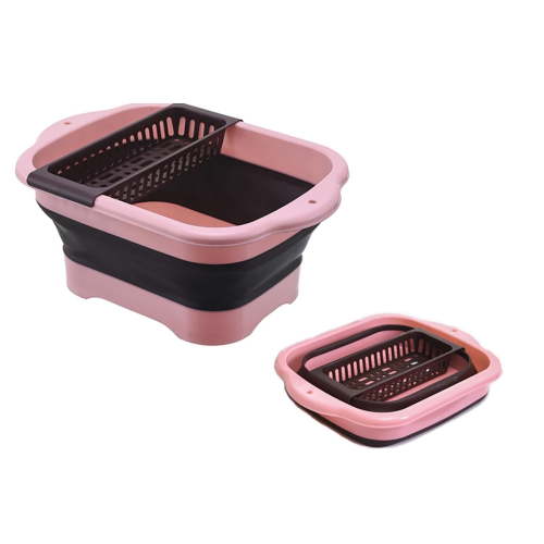 Collapsible Dish Basin With Drain Plug Space Saving Outdoor Multiuse Foldable Flume Tub Dishpan Portable Kitchen Storage Tray For Vegetable Washing Camping RV Can Food Organizer for Pantry Kitchen