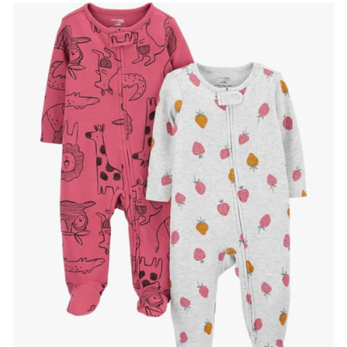 Simple Joys by Carter's baby-girls 2-way Zip Thermal Footed Sleep and Play, Pack of 2