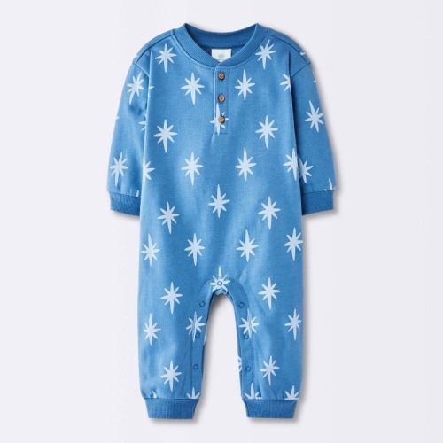 Baby Boys' Star Graphic Fleece Romper - Cloud Island™ Blue 3-6M