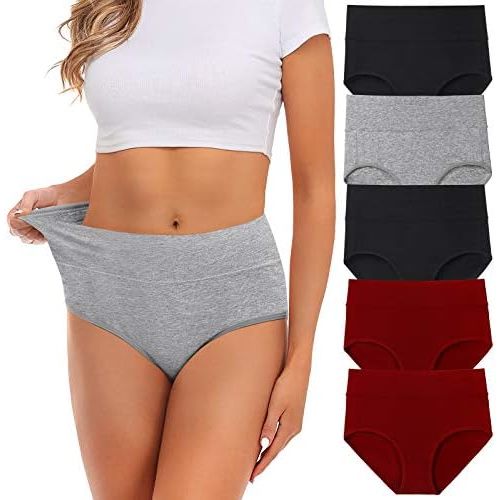 Womens Underwear,Cotton Mid Waist No Muffin Top Full Coverage Brief Ladies Panties Lingerie Undergarments for Women Multipack